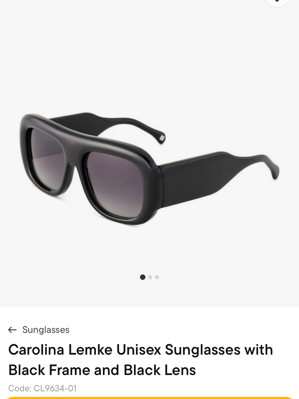 Carolina Lemke Unisex Sunglasses with Black Frame and Black Lens